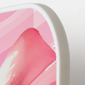 Coquette Roze Bow Waterverf Plaid Naam Pickleball Paddle (Links Detail)