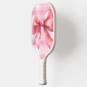 Coquette Roze Bow Waterverf Plaid Naam Pickleball Paddle (Links)