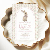 Coquette Roze Bunny Konijn 1e Verjaardag Kaart