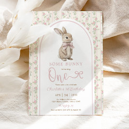 Coquette Roze Bunny  Konijn 1e Verjaardag Kaart