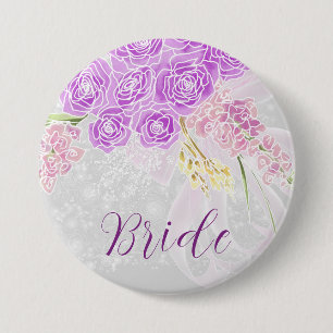 Coquette roze doorzichtige strik en bloem Bruids K Ronde Button 7,6 Cm