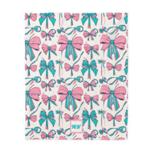 Coquette roze en blauwgroen bogen monogram