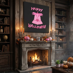 Coquette Roze Geest Gelukkig Halloween Digitale Ku Canvas Afdruk