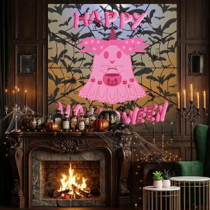 Coquette Roze Geest Gelukkig Halloween Digitale Ku Canvas Afdruk