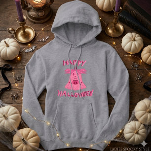 Coquette Roze Geest Gelukkig Halloween Digitale Ku Hoodie