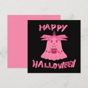Coquette Roze Geest Gelukkig Halloween Digitale Ku Kaart