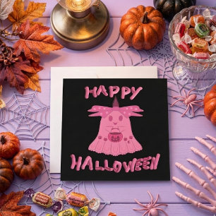 Coquette Roze Geest Gelukkig Halloween Digitale Ku Kaart