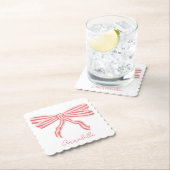 Coquette Roze Gestreepte Boog Kartonnen Onderzetters (Insitu)