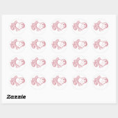 Coquette Roze Hart Paard Meisje Vrouwelijk Elegant Ronde Sticker (Vel)