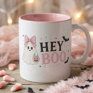 Coquette Roze Hey Boo Geest Halloween Schattig Mok