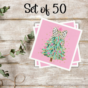Coquette Roze Kerstboom Cocktail servetten