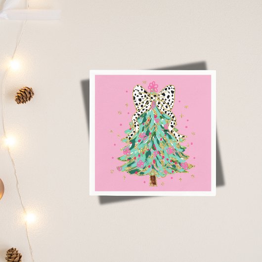 Coquette Roze Kerstboom Cocktail servetten