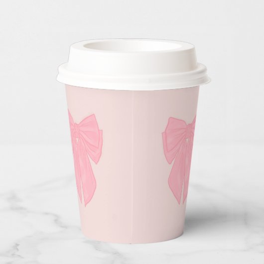 Coquette roze lint boog papieren bekers (Rechts)