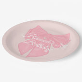 Coquette roze lint boog papieren bordje (Gekanteld)