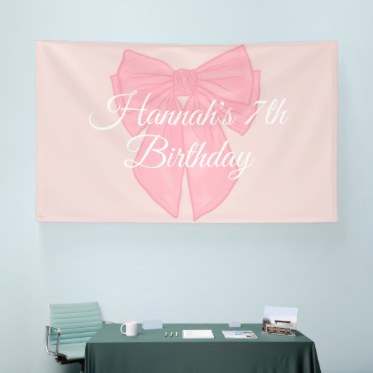 Coquette roze lint boog spandoek (Beurs)