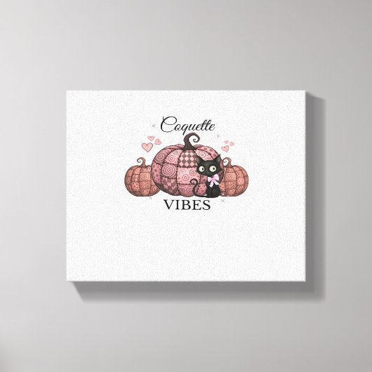 Coquette Roze Pompoen Kat Klassiek T-shirt Canvas Afdruk (Voorkant)