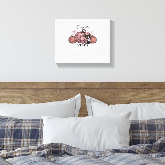 Coquette Roze Pompoen Kat Klassiek T-shirt Canvas Afdruk (Insitu (Slaapkamer))