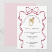  Coquette Roze Ribbon Bow Baby Meisje Kaart (Voorkant / Achterkant)