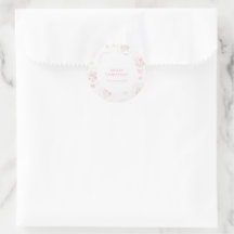 Coquette Roze Roos Strik Waterverf Kerstmis 