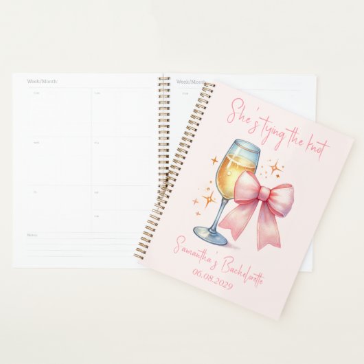 Coquette Roze Strik Bachelorette Feestje  Planner (Display)