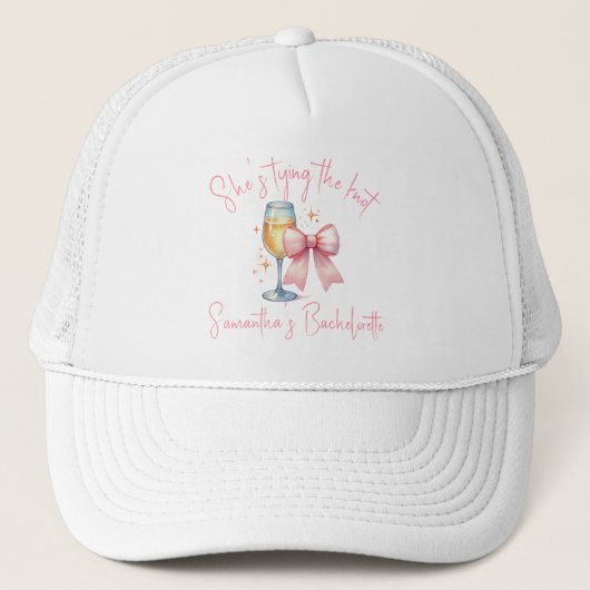 Coquette Roze Strik Bachelorette Feestje Trucker Pet (Voorkant)