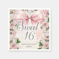 Coquette Roze Strik Bloemige Vintage Sweet 16