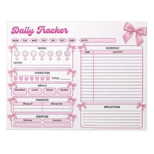 Coquette Roze Strik Dagelijkse Tracker Notitieblok