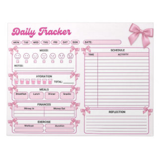 Coquette Roze Strik Dagelijkse Tracker Notitieblok