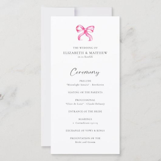 Coquette Roze Strik Eenvoudig Huwelijksceremonie P (Voorkant)