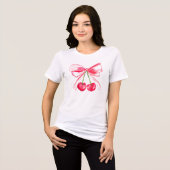Coquette Roze strik Kersen Schattigee moeder esthe Tri-Blend Shirt (Voorkant volledig)