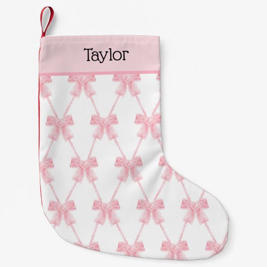 Coquette roze strik kleine kerstsok (Voorkant)