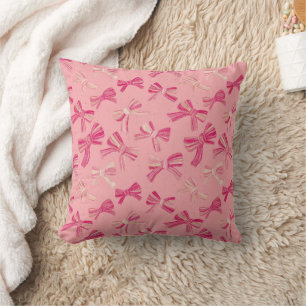 Coquette Roze Strik Lint Naadloos Patroon Kussen