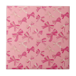Coquette Roze Strik Lint Naadloos Patroon Tegeltje