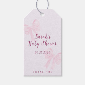 Coquette Roze Strik Minimal Baby Shower Favor Cadeaulabel
