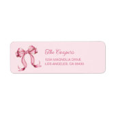 Coquette roze strik retouradres etiket (Voorkant)