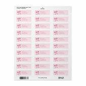 Coquette roze strik retouradres etiket (Full Sheet)