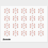 Coquette Roze strik Rode kers op Top Baby shower Ronde Sticker (Vel)