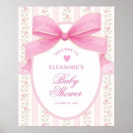 Coquette Roze Strik Rozen Meisje Baby Shower Welko Poster