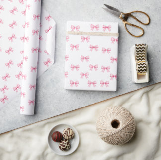 Coquette Roze Strikjes Mooie Esthetische Patroon I Cadeaupapier