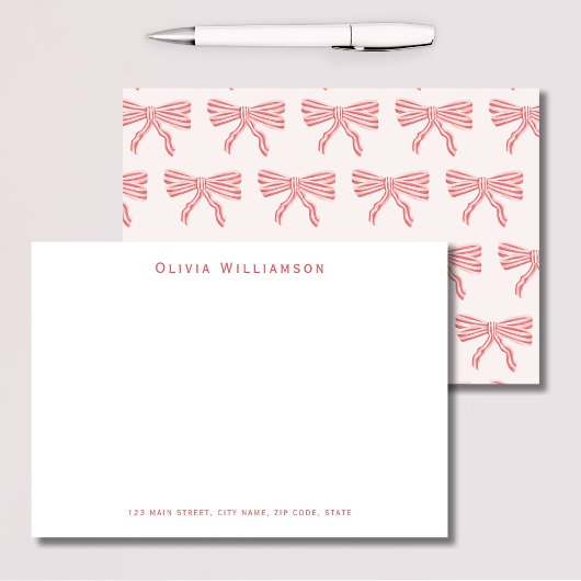 Coquette roze strikken bedankkaart