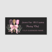 Coquette Roze Utensils Bakkerij Koken Naamplaatje (Voorkant)