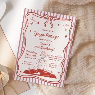Coquette Roze Yoga Pilates Verjaardagsfeestje Kaart