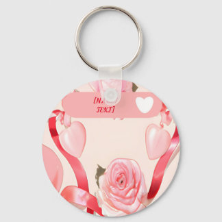 Coquette schattig met rozen, harten en rode linten sleutelhanger