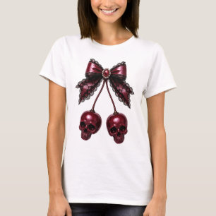 Coquette Schedel Boog Gothische Kers T-shirt