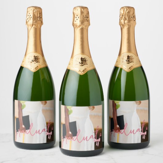 Coquette Script Photo Graduation Bottle Étiquette (Bouteilles)