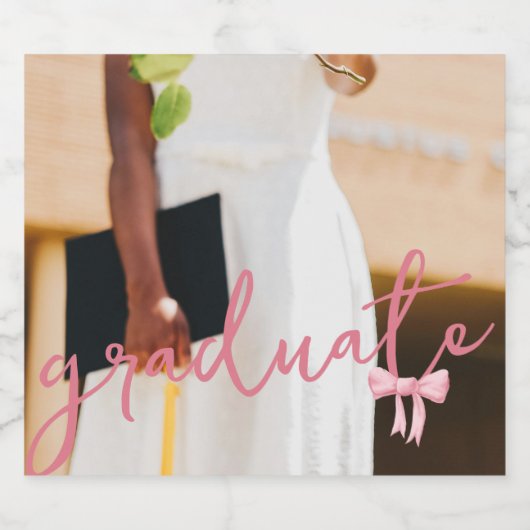 Coquette Script Photo Graduation Bottle Étiquette (Étiquettes simples)