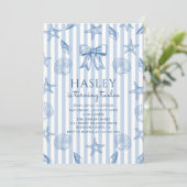 Coquette Seashells Coastal Birthday Invitation (Debout devant)