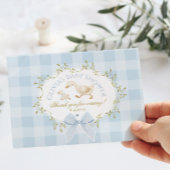 Coquette Silly Goose Blue Gingham Baby Shower Bedankkaart