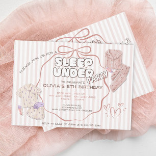 Coquette slaap-onder-feest roze strepen verjaardag kaart