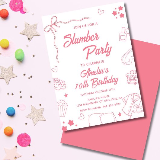 Coquette Slumber Party Invitation for Girls